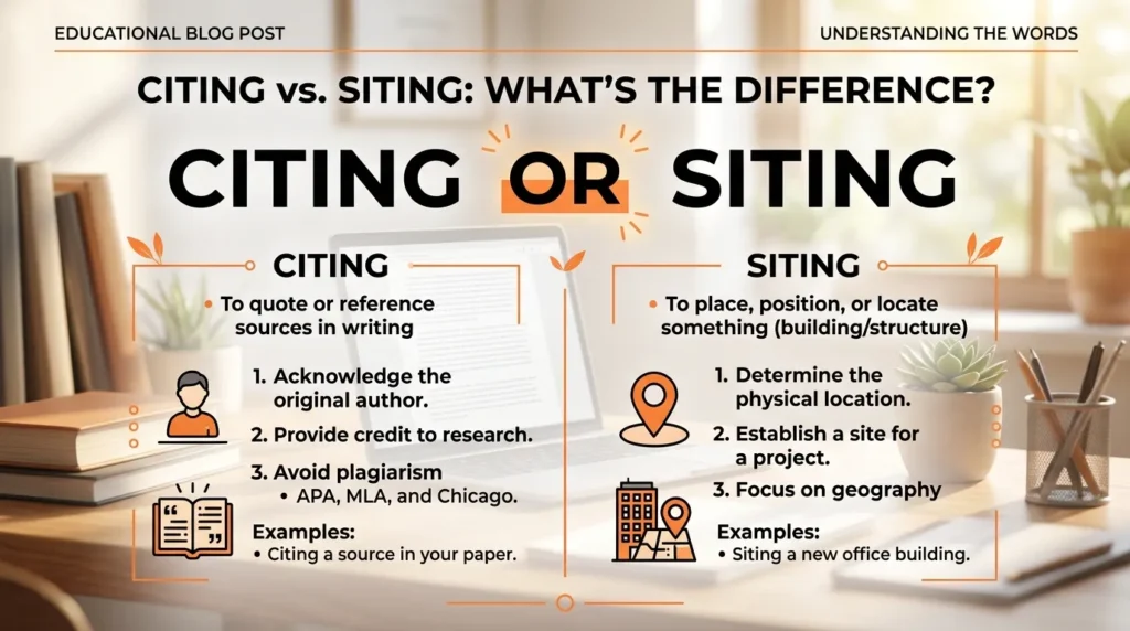 Difference Between Citing and Siting